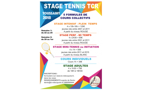 STAGES VACANCES TOUSSAINT 2018