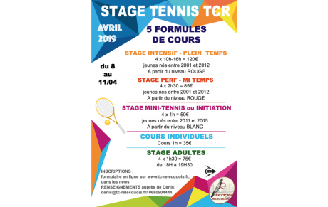 STAGES VACANCES D'AVRIL 2019