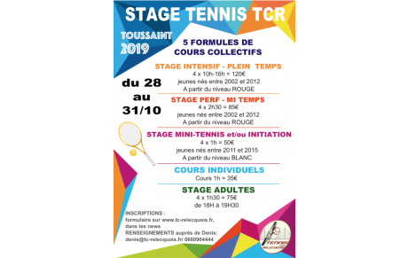 STAGES Vacances de TOUSSAINT 2019