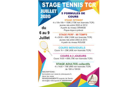 STAGES VACANCES D'ÉTÉ 2020 (juillet)