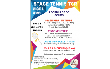 STAGES VACANCES DE NOËL 2020