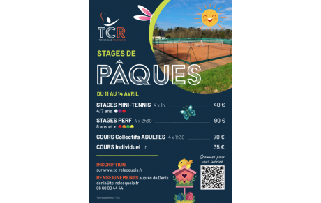 STAGES VACANCES D'AVRIL 2022